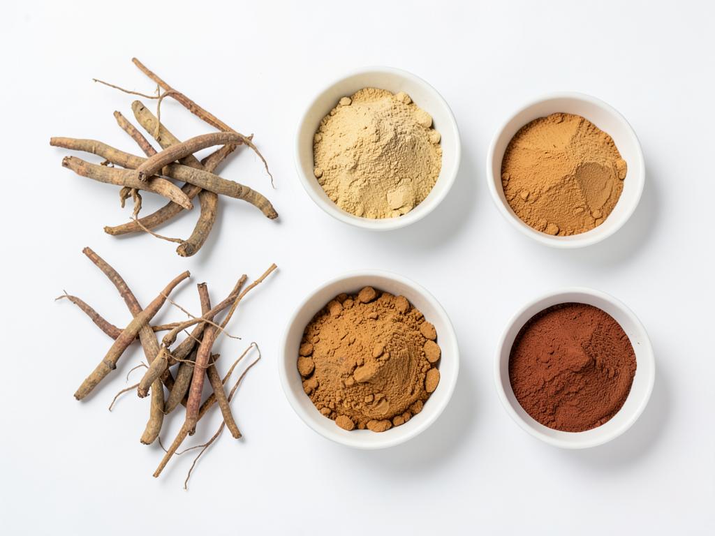 Adaptógenos a granel: ashwagandha, maca y mucuna en polvo, materia prima