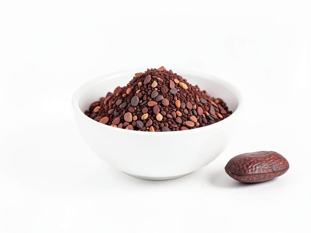 Nibs de cacao tostados a granel para revisar granulometría y cáscara