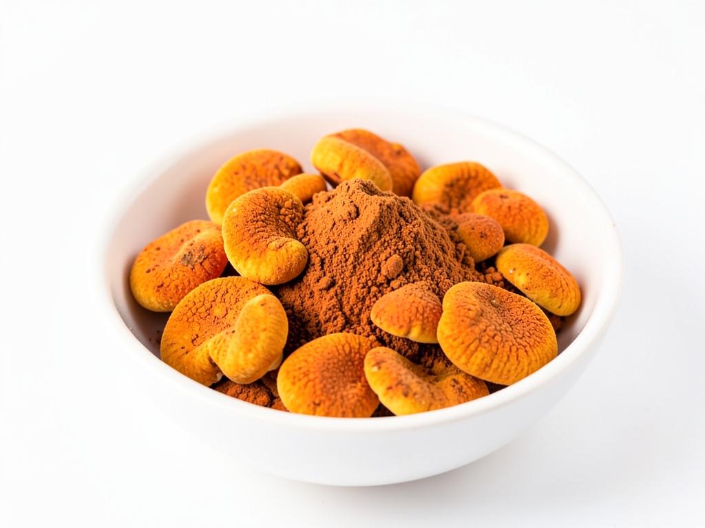 Cordyceps en polvo a granel junto a hongos enteros, materia prima