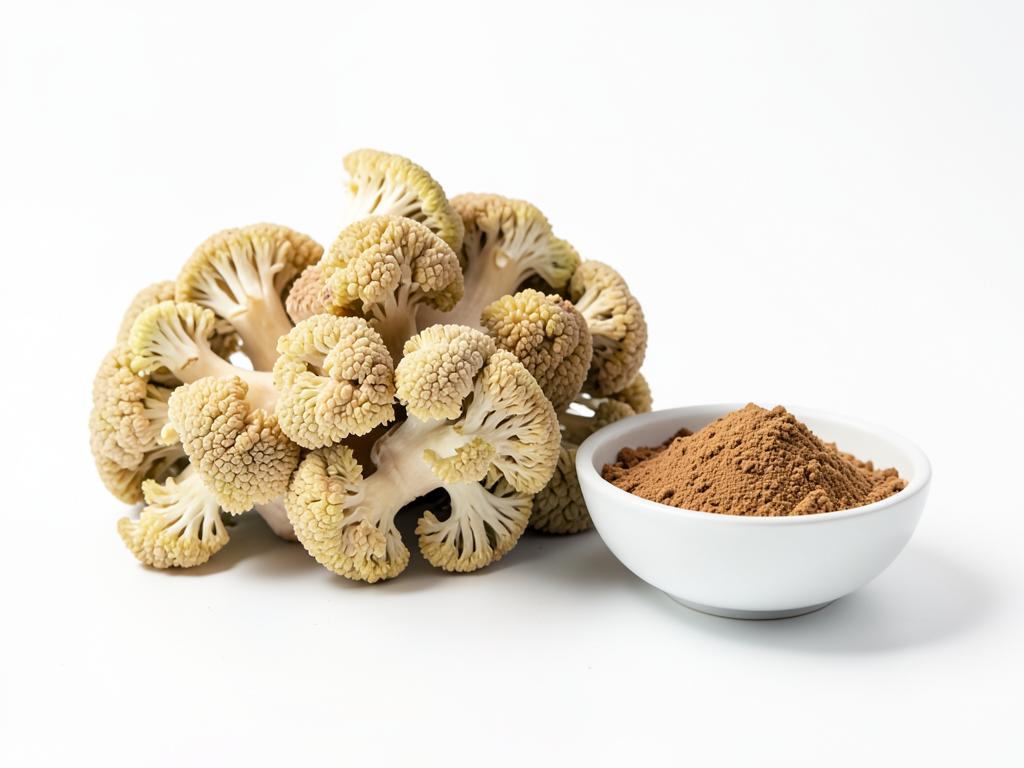 Maitake en polvo a granel con hongos secos, materia prima