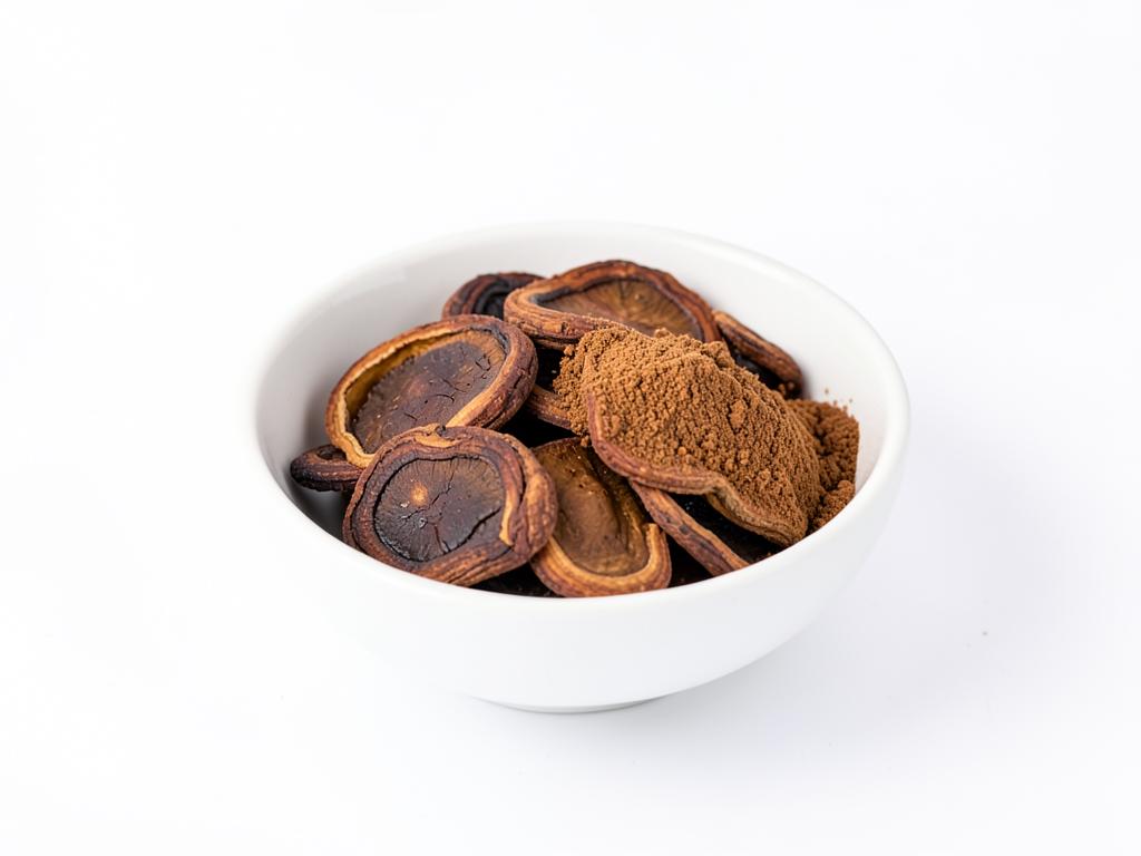 Reishi (ganoderma) en polvo a granel con hongos secos, materia prima